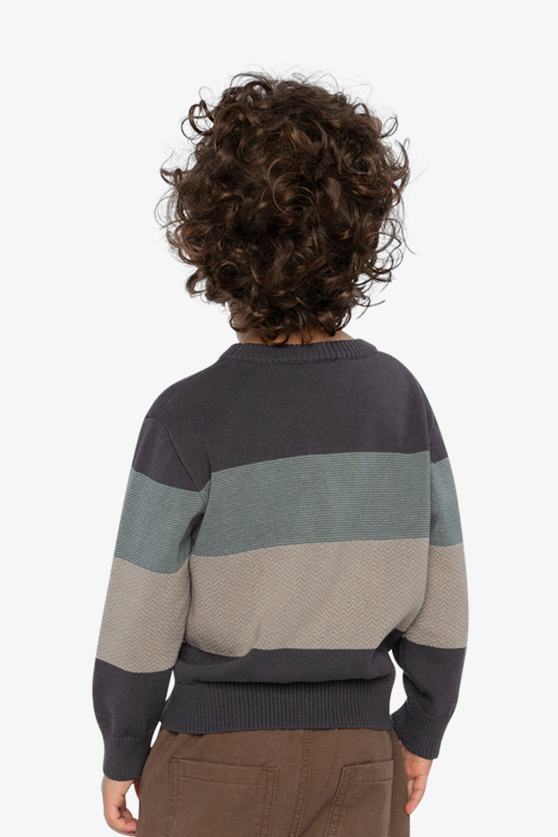 Colorblock Knit Sweater Black And Beige-3
