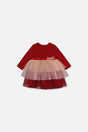 Baby Bi-Material Dress With Glittering Skirt Red-0