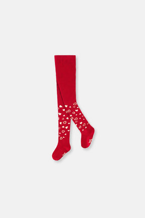 Baby Knit Heart Tights Red-0