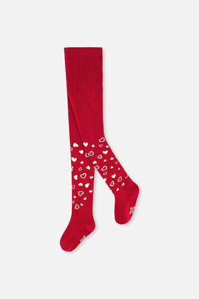 Knit Heart Tights Red-0