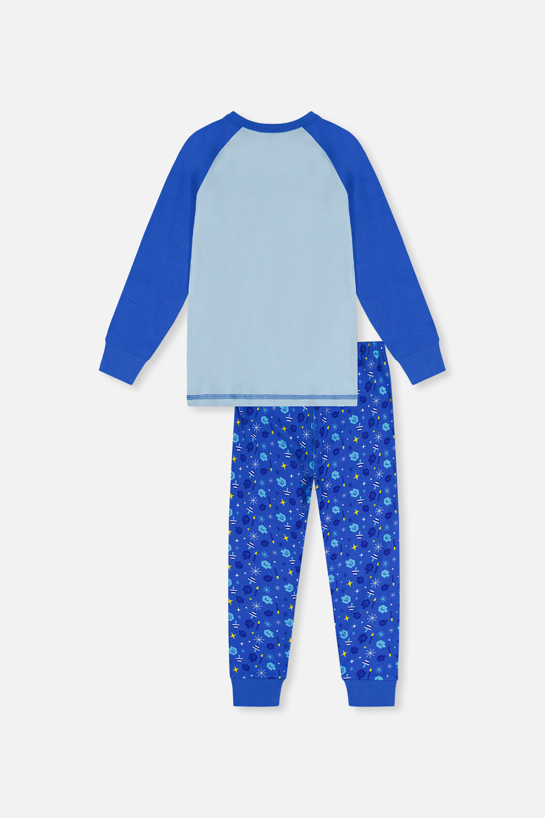 Organic Cotton Two Piece Pajama Set Blue Hanukkah Print-1