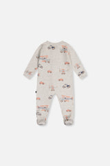 Baby Organic Cotton One Piece Pajama Beige Airplane Print-1