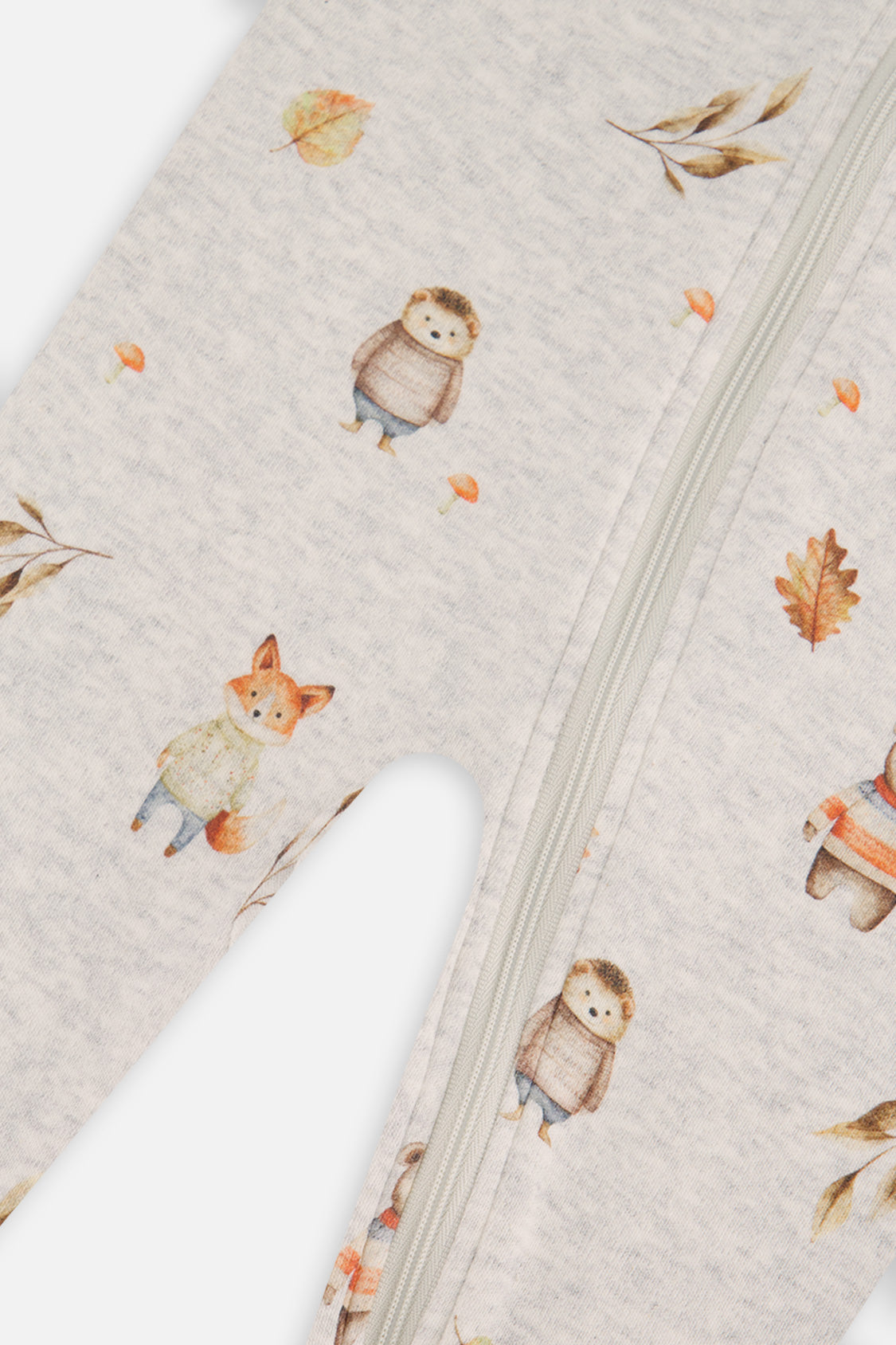 Baby Organic Cotton One Piece Pajama Beige Animal Print-2