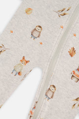 Baby Organic Cotton One Piece Pajama Beige Animal Print-2
