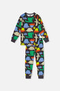 Organic Cotton Two Piece Pajama Set Black Dinosaur Print-0