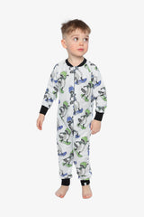Baby Organic Cotton One Piece Pajama Beige Raccoon Print-3