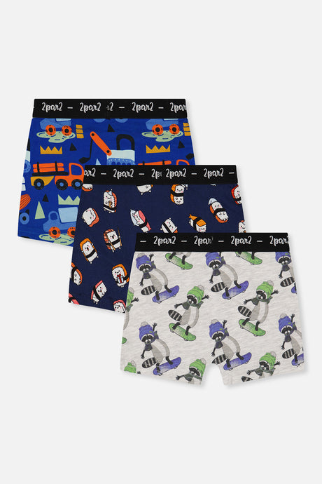 Deux par Deux boxer pack of 3 with fun prints, back view