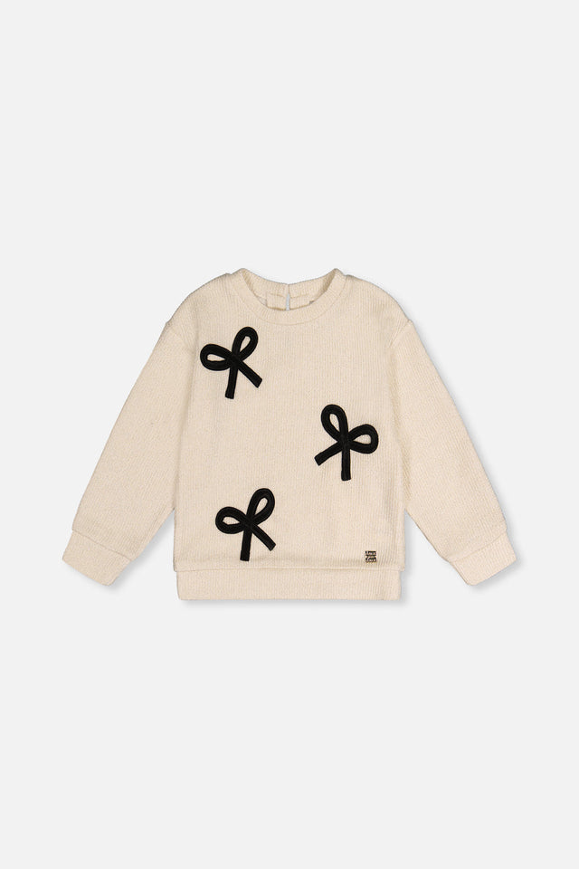 Sweatshirt With Bows Beige And Black-0
