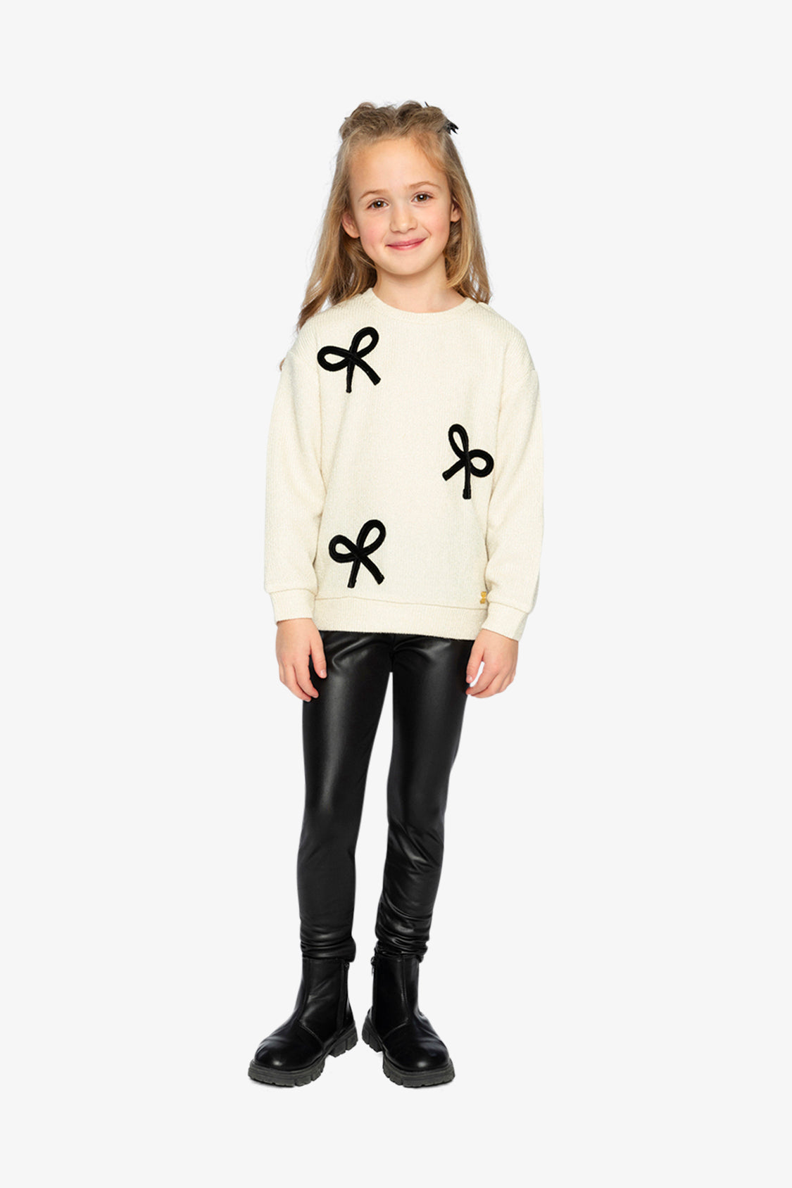 Sweatshirt With Bows Beige And Black-4
