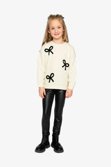 Sweatshirt With Bows Beige And Black-4