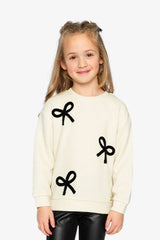 Sweatshirt With Bows Beige And Black-1