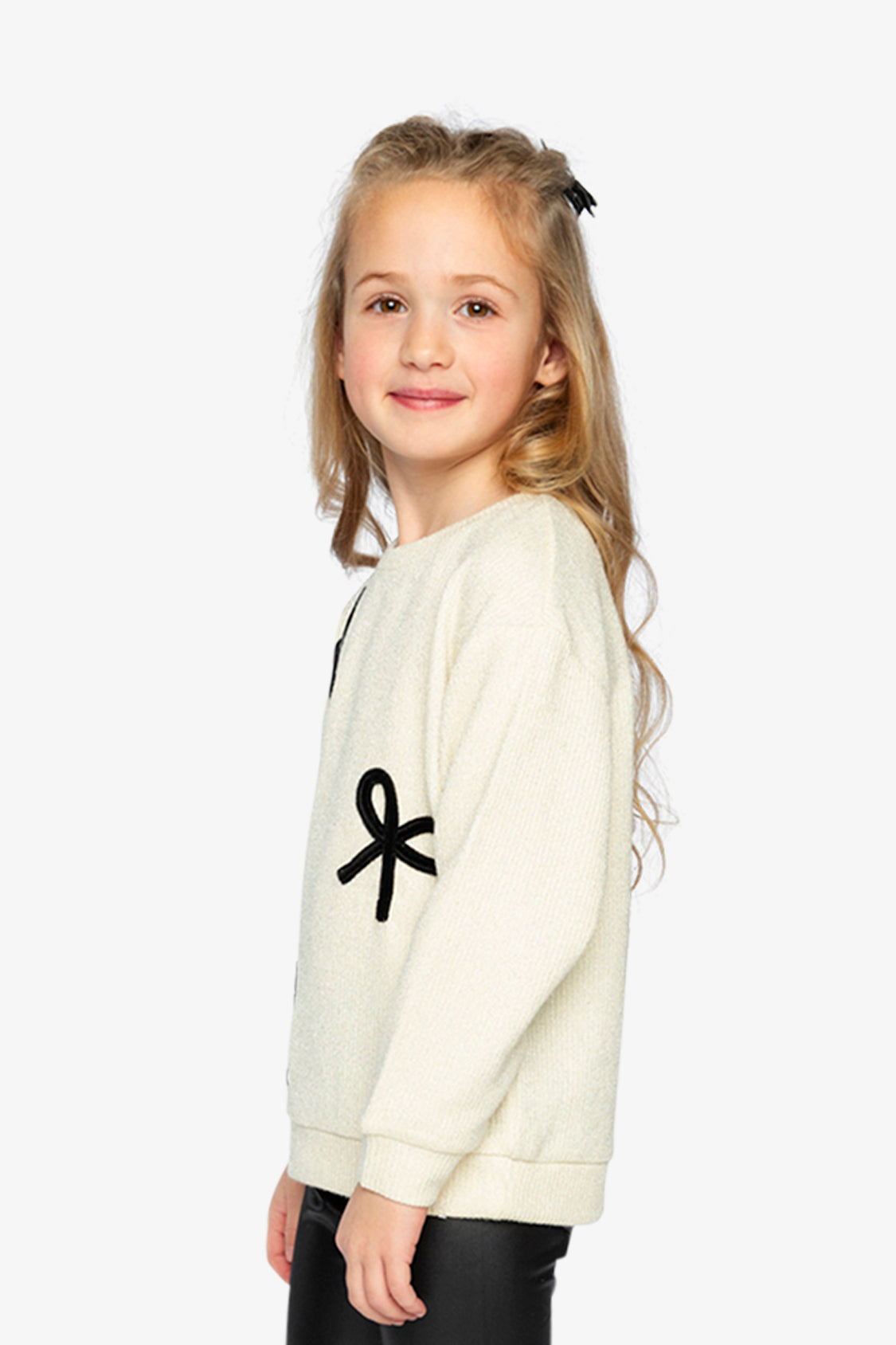 Sweatshirt With Bows Beige And Black-2