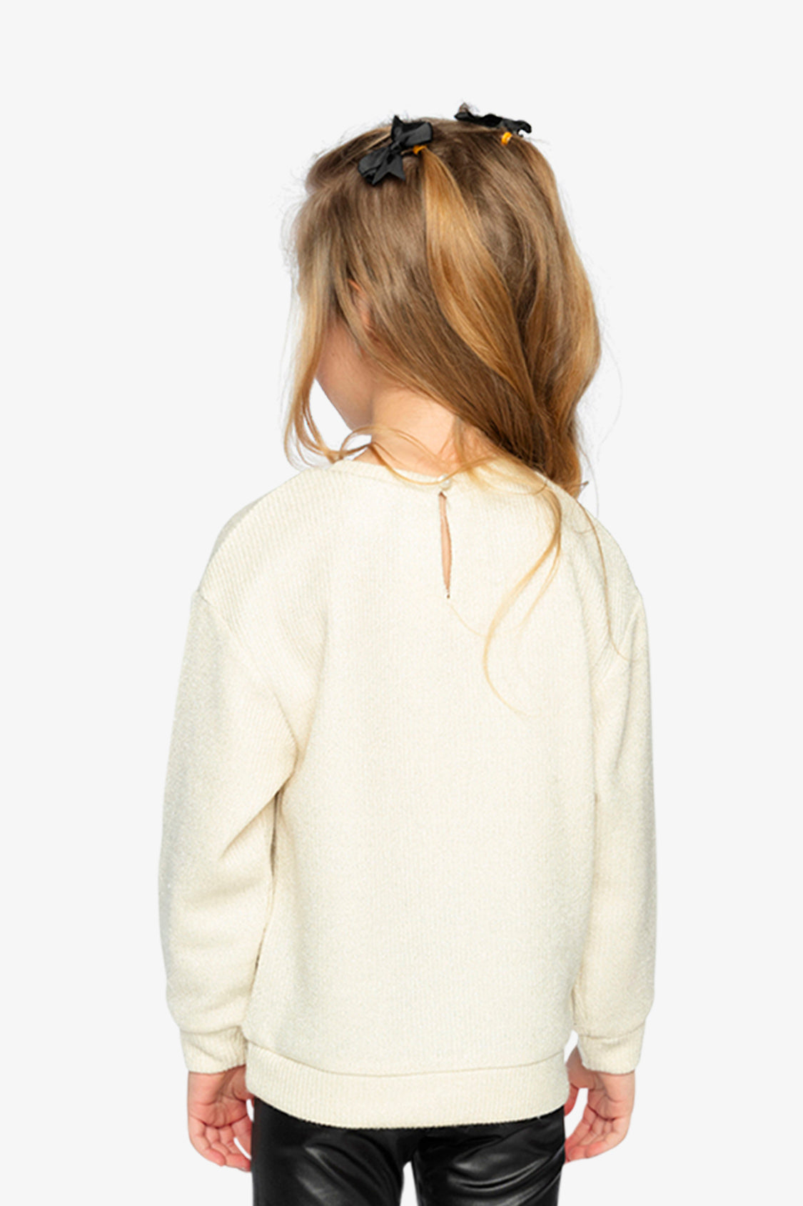 Sweatshirt With Bows Beige And Black-3