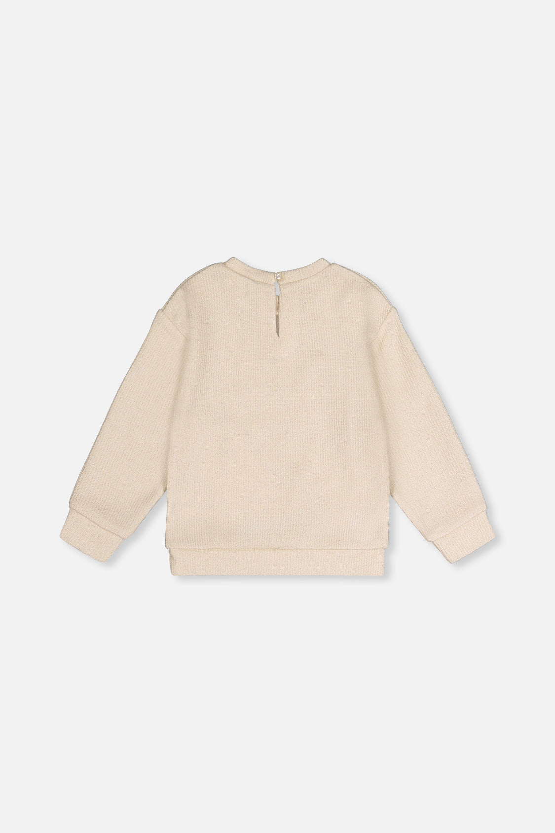 Deux par Deux beige knit sweatshirt, flat lay back view