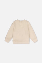 Deux par Deux beige knit sweatshirt, flat lay back view
