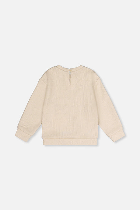Deux par Deux beige knit sweatshirt, flat lay back view