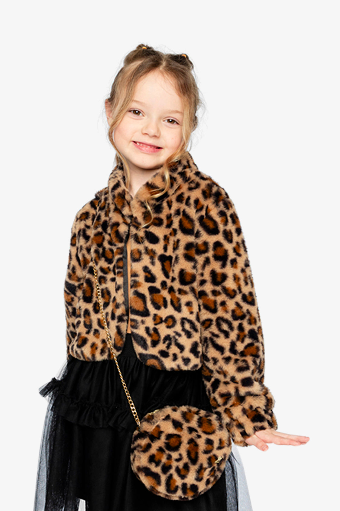 Faux Fur Jacket Brown Leopard Print-2