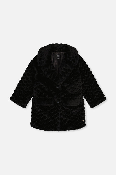 Faux Fur Long Coat Black-0