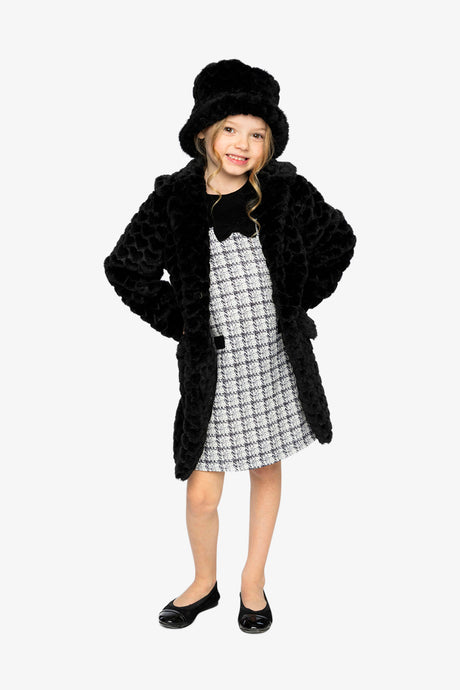 Faux Fur Long Coat Black-2