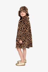 Faux Fur Long Coat Brown Leopard Print-3