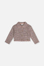 Deux par Deux cropped pink and black tweed-look jacket with a scalloped collar, flat lay front view