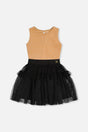 Bi-Material Sleeveless Dress Beige And Black-0