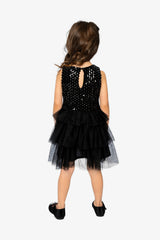 Bi-Material Sleeveless Dress Black-4