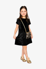 Sleeveless A-Line Dress Black And Gold-1