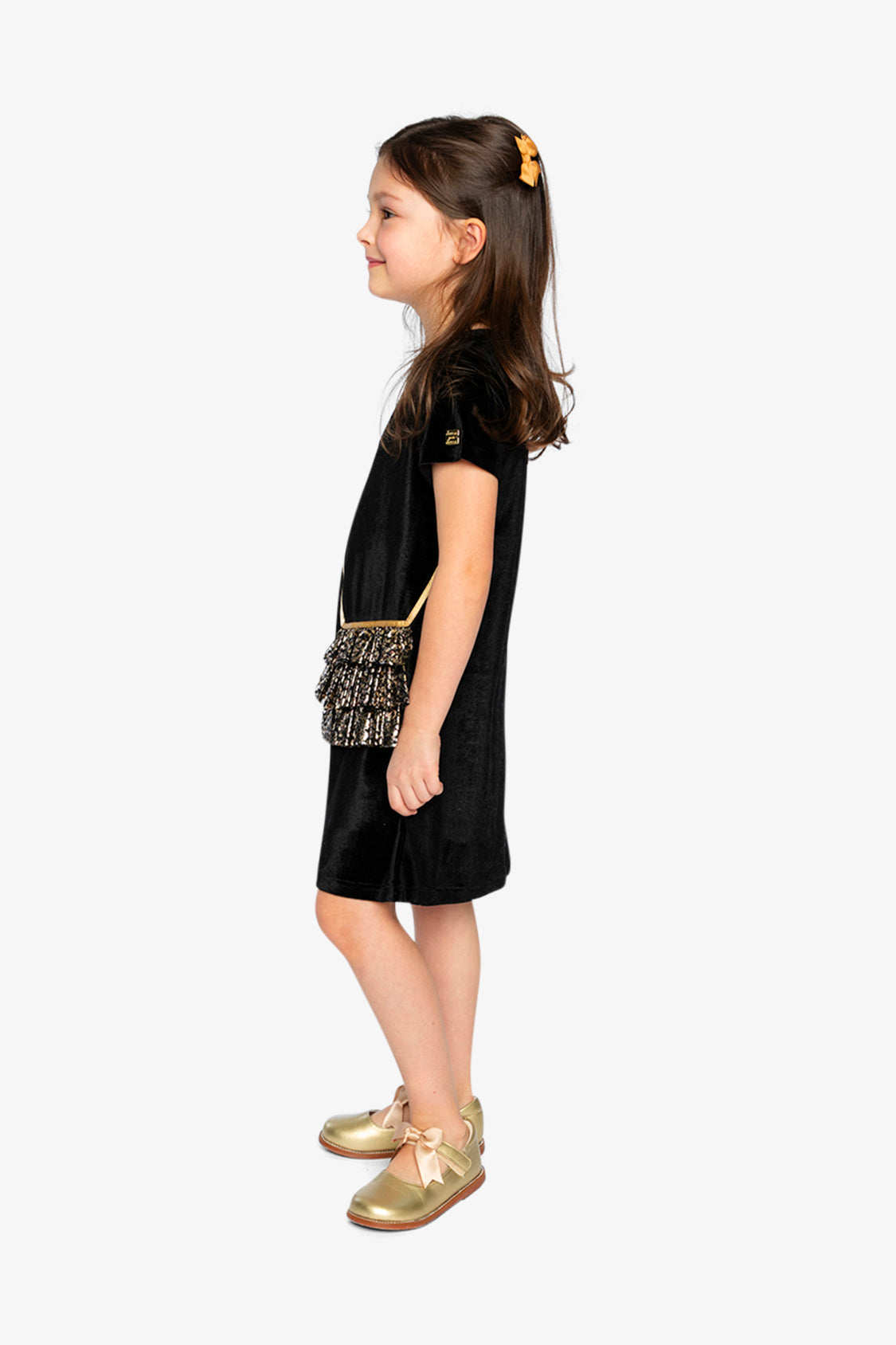 Sleeveless A-Line Dress Black And Gold-2