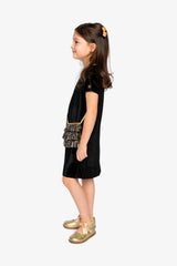 Sleeveless A-Line Dress Black And Gold-2