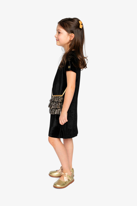 Sleeveless A-Line Dress Black And Gold-2
