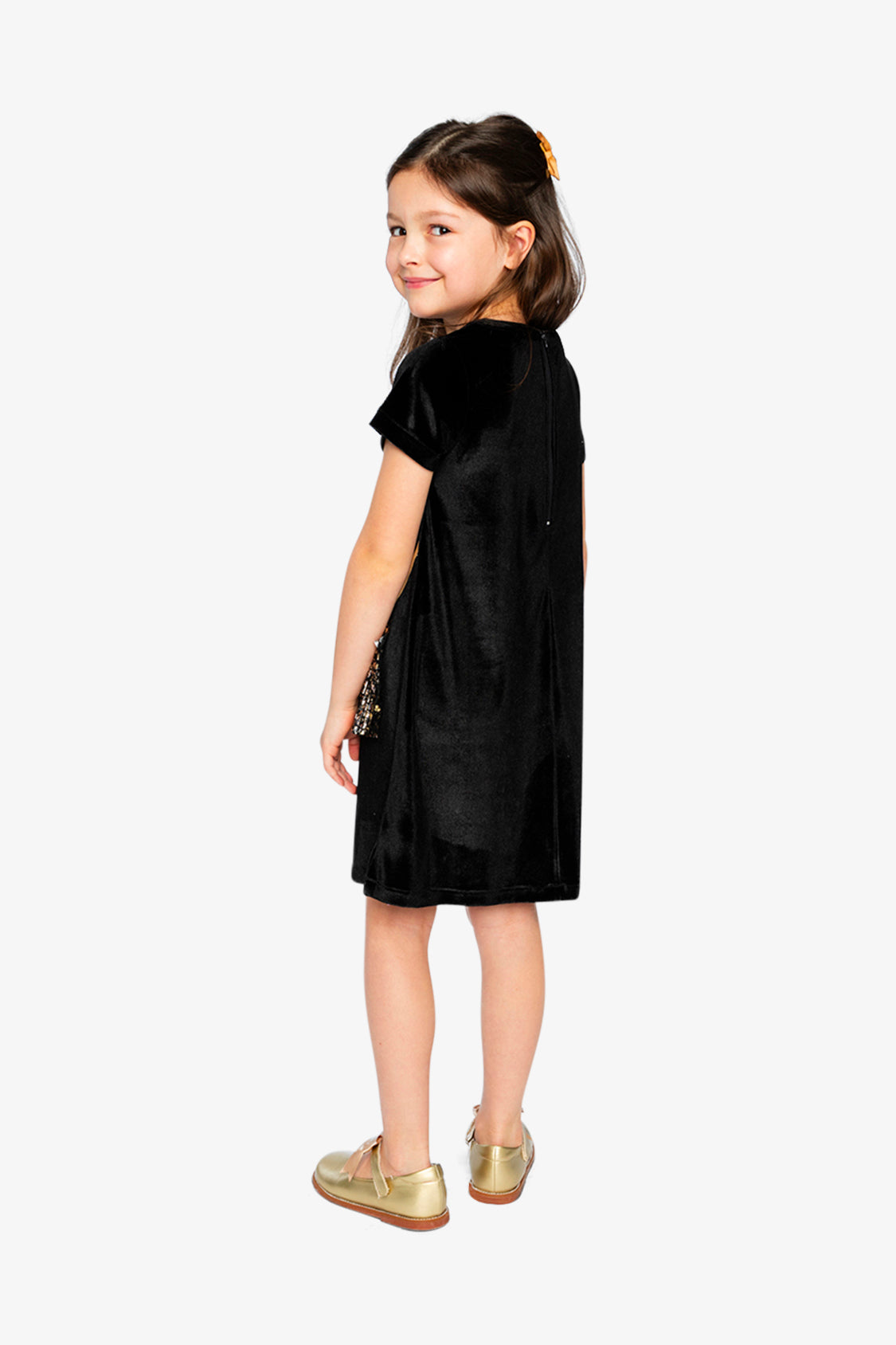 Sleeveless A-Line Dress Black And Gold-3