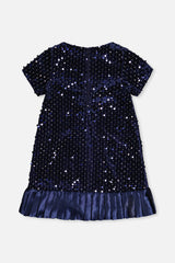 Short Sleeve A-Line Dress Dark Blue-4