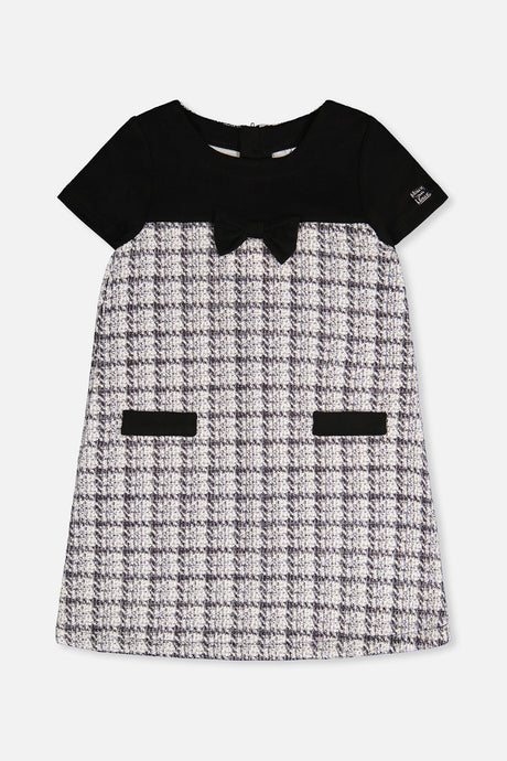 Sleeveless Knitwear A-Line Dress Black And White-0