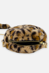 Faux Fur Shoulder Bag Brown Leopard Print-4