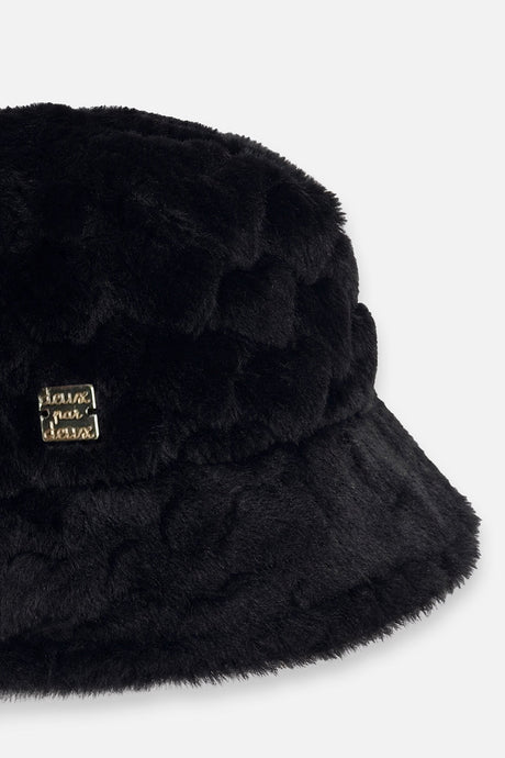 Faux Fur Bucket Hat Black-3