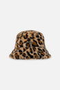 Faux Fur Bucket Hat Brown Leopard Print-0