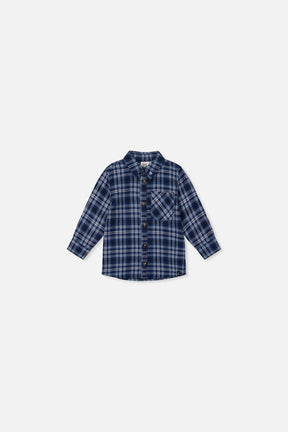 Baby Plaid Shirt Blue And White-0