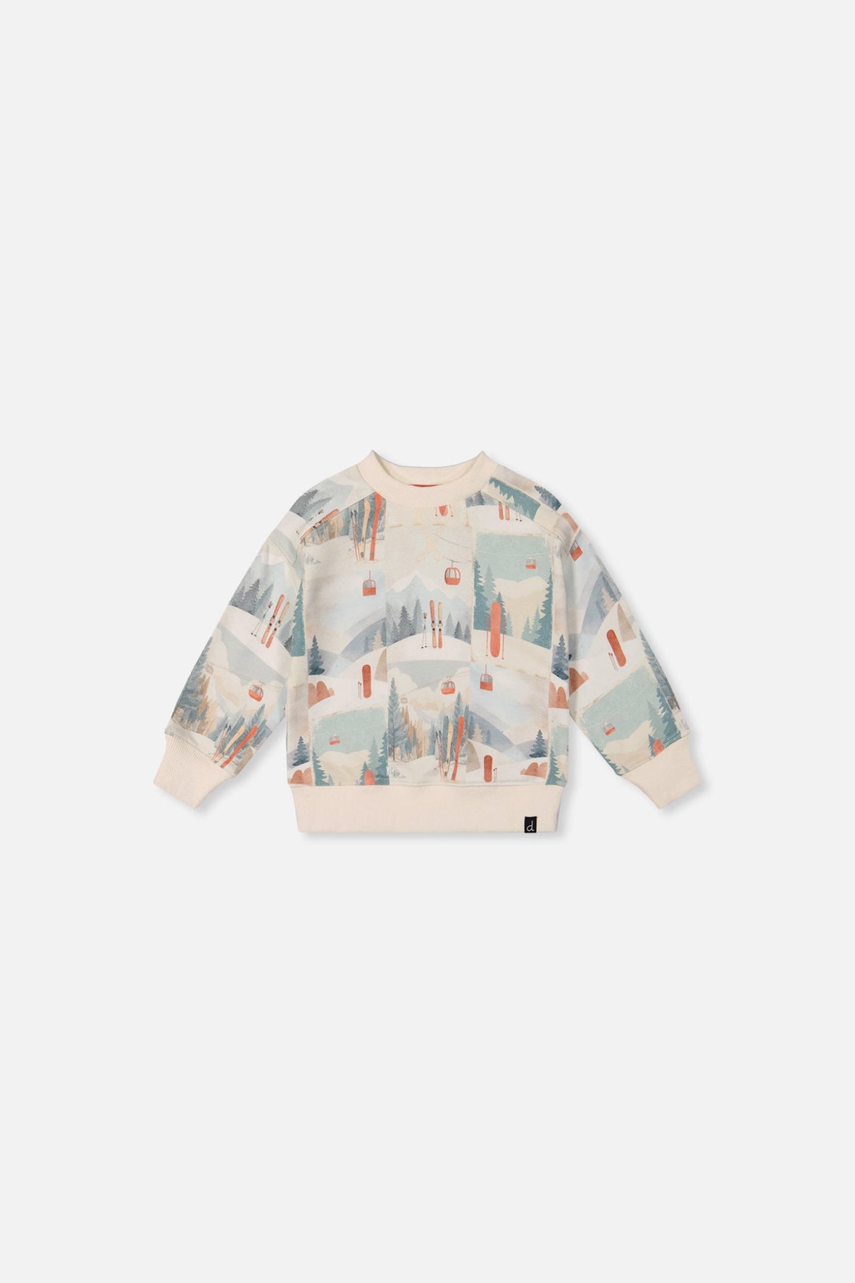 Baby Fleece Sweatshirt Beige Ski Print-0