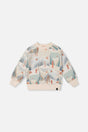 Fleece Sweatshirt Beige Ski Print-0