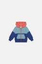 Baby Full Zip Hooded Fleece Jacket Blue, Turquoise And Orange-0