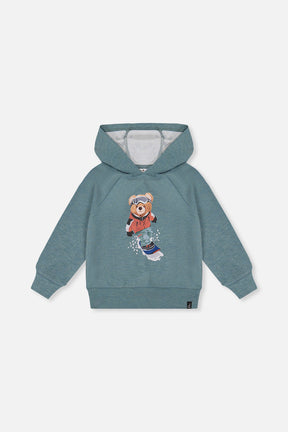Hoodie With Screenprint Pale Turquoise-0