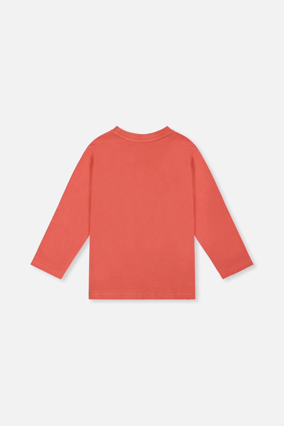 Long Sleeve Organic Cotton T-Shirt Rose Orange by Deux par Deux, back view