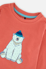 Long Sleeve Organic Cotton T-Shirt Rose Orange by Deux par Deux, additional product view 3