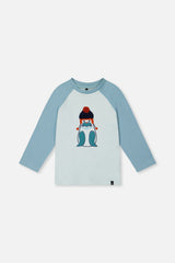 Long Sleeve Raglan Organic Cotton T-Shirt Very Pale Turquoise-0