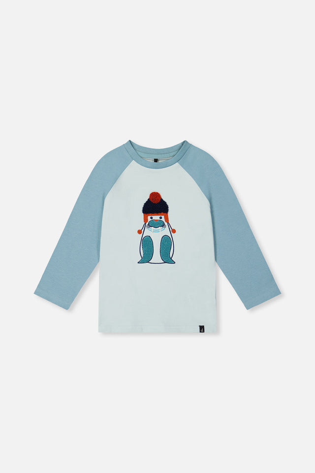Long Sleeve Raglan Organic Cotton T-Shirt Very Pale Turquoise-0