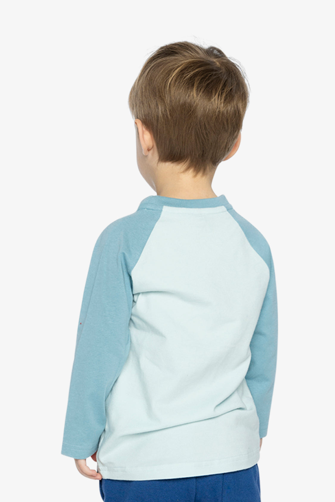 Long Sleeve Raglan Organic Cotton T-Shirt Very Pale Turquoise-3
