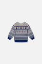 Baby Jacquard Knit Sweater Blue And Beige-0