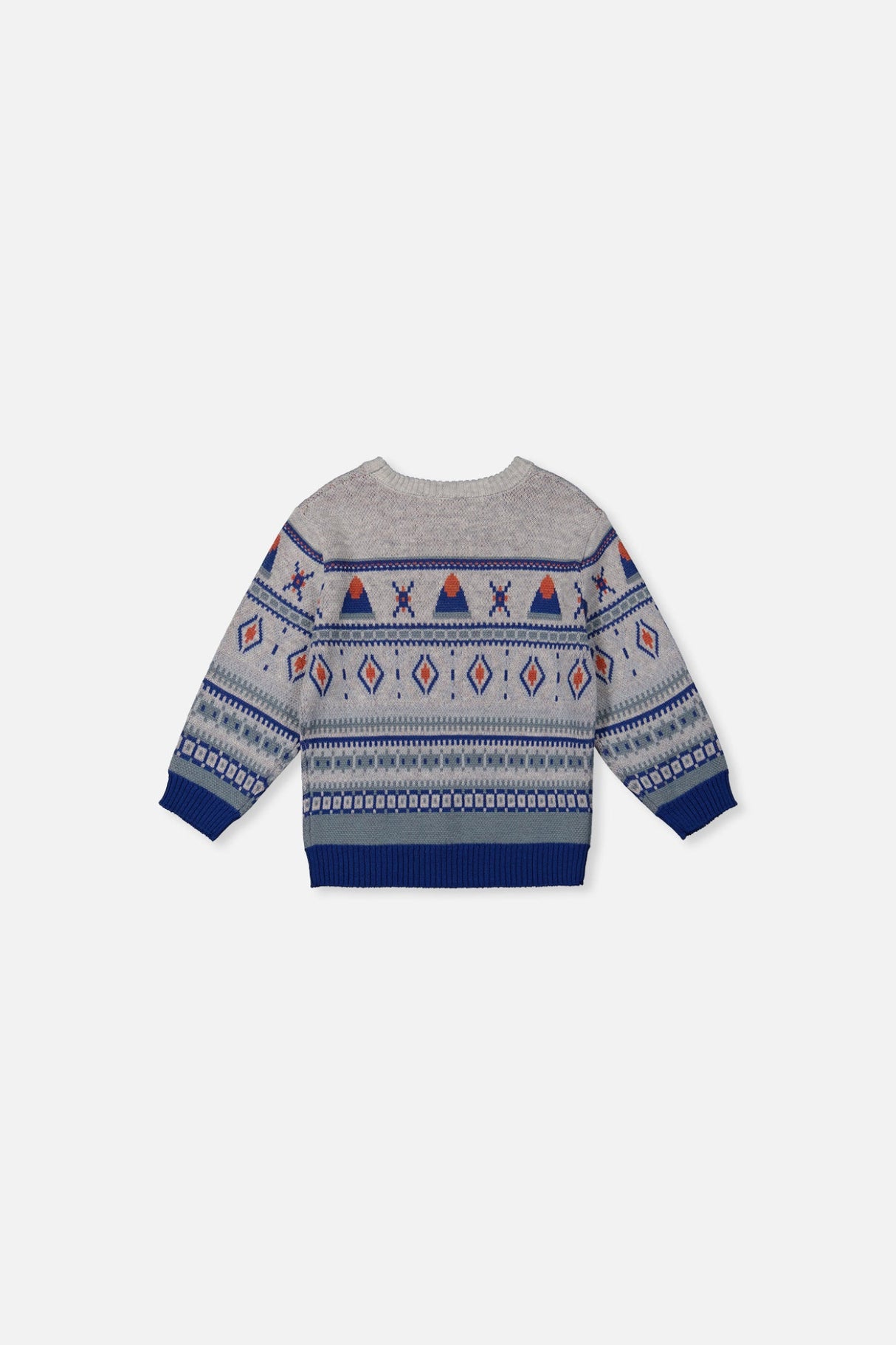 Baby Jacquard Knit Sweater Blue And Beige-1