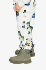 Baby Fleece Sweatpants Beige Dinosaur Print-2